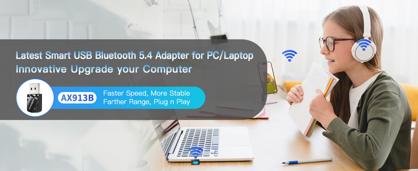 Latest Bluetooth 5.4 Adapter for Your PC/Laptop/Desktop