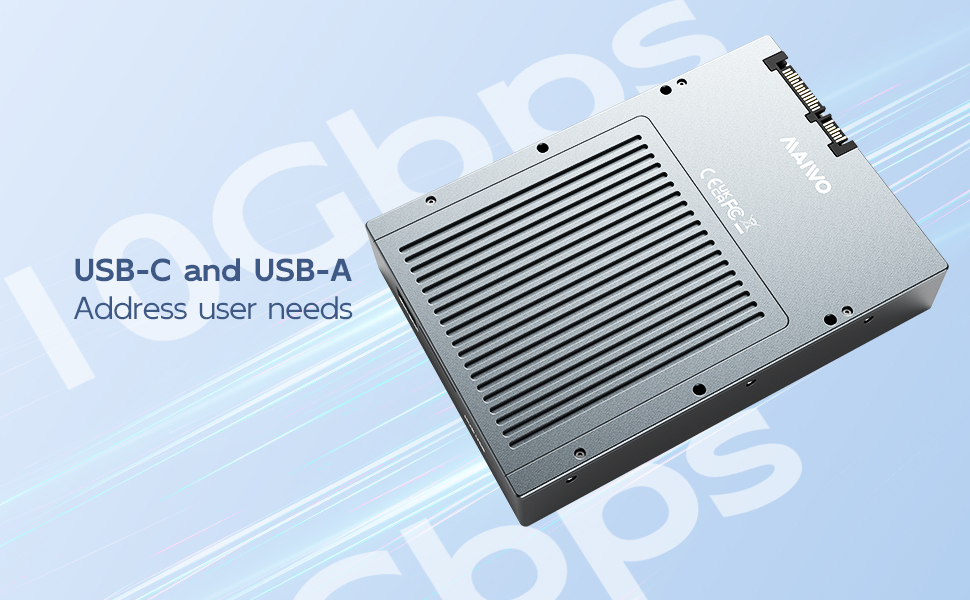 USB3.2 Gen2 Type-C Docking Station with 5 Hard Drive Enclosures for M.2 NVMe/M.2 SATA/mSATA/2.5 SATA