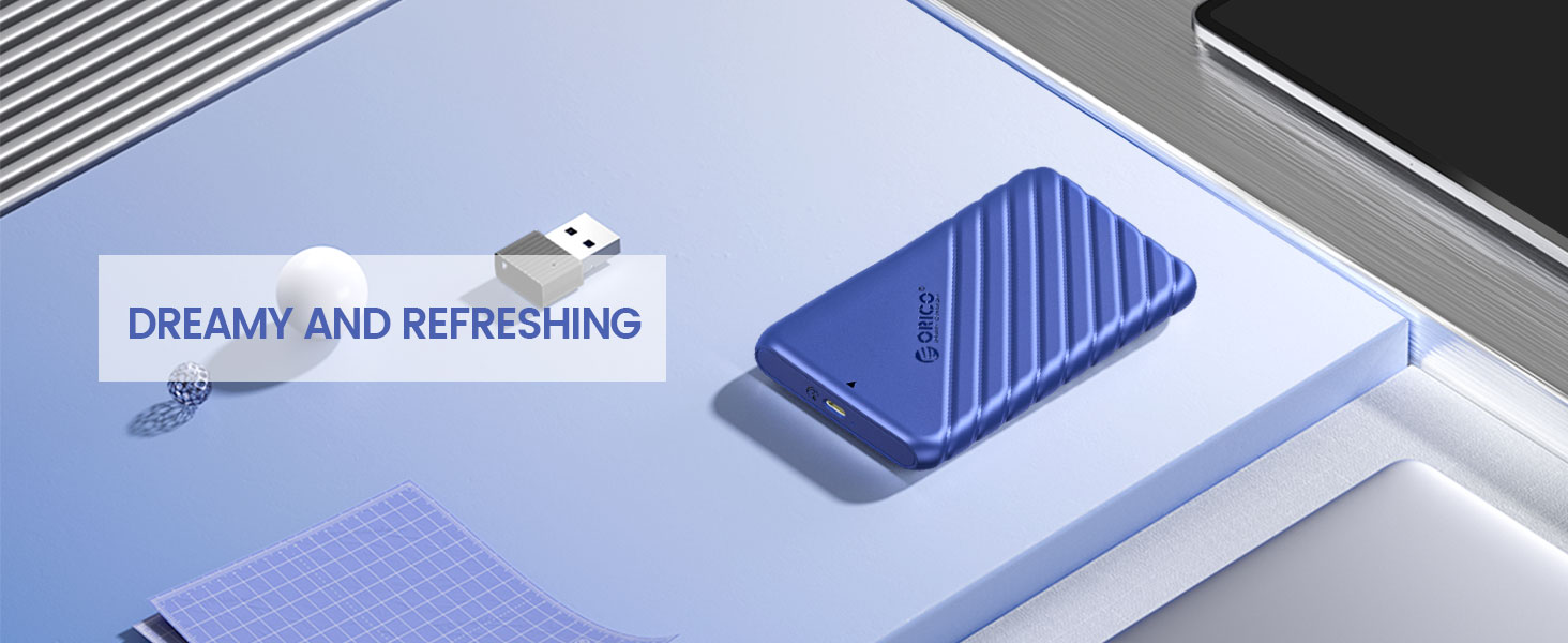 ORICO Корпус для внешнего 2.5" HDD/SSD с USB-C, SATAIII 6Gbps (Синий) 2 image for this item