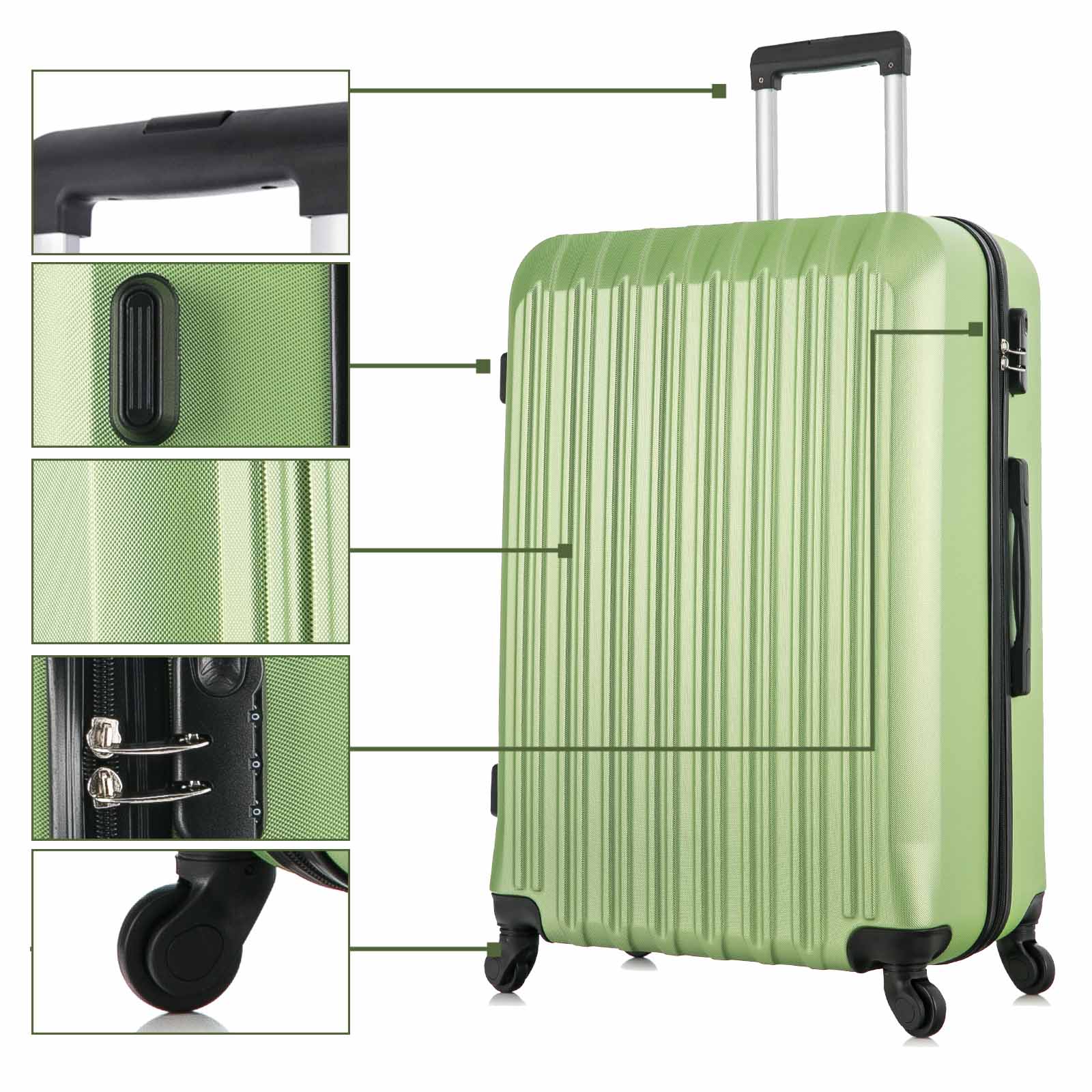 4 Piece Luggage Sets Hard Shell Lightweight ABS Luggage Suitcase