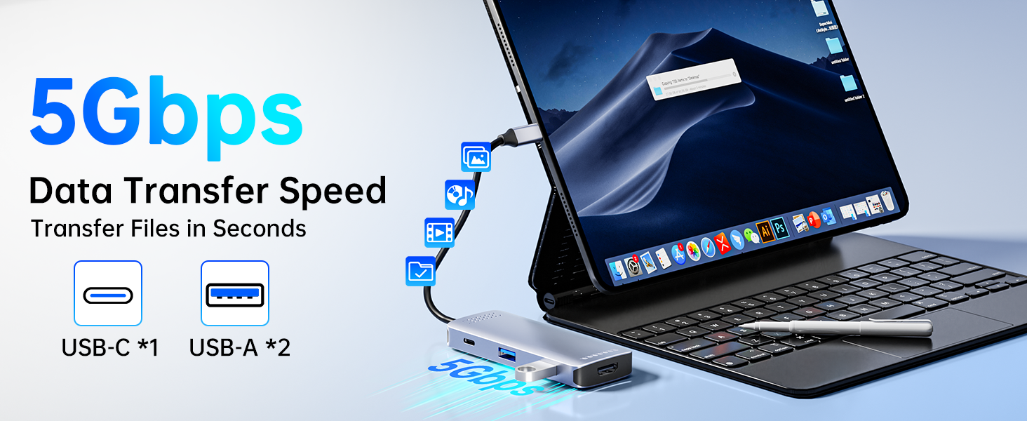 5Gbps Type-C USB-C with Dual sd card reader small Dongle usb c hub multiport adapter powered