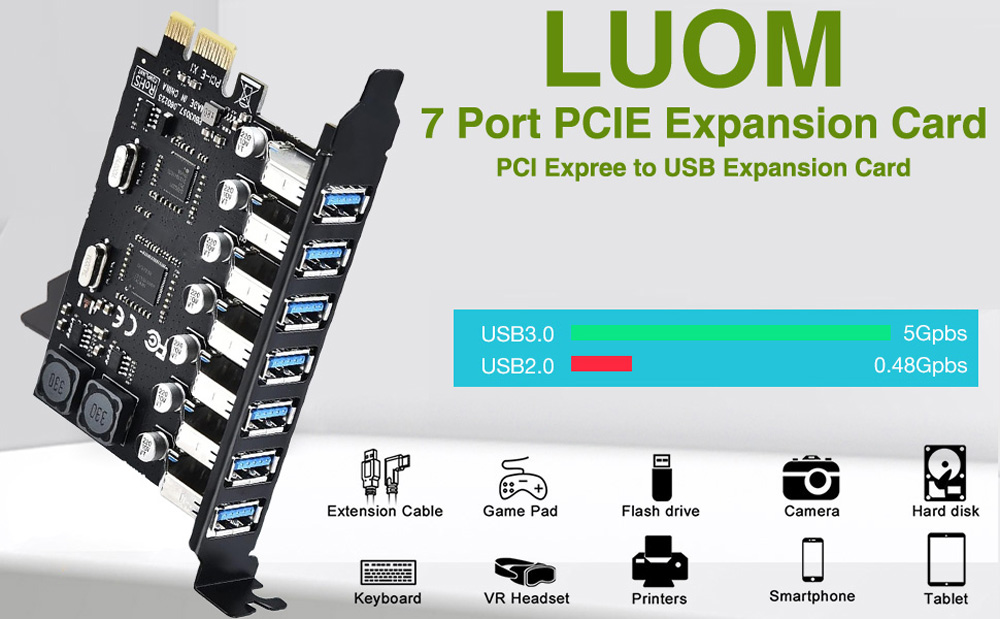 7 Ports PCI-E to USB 3.0 HUB