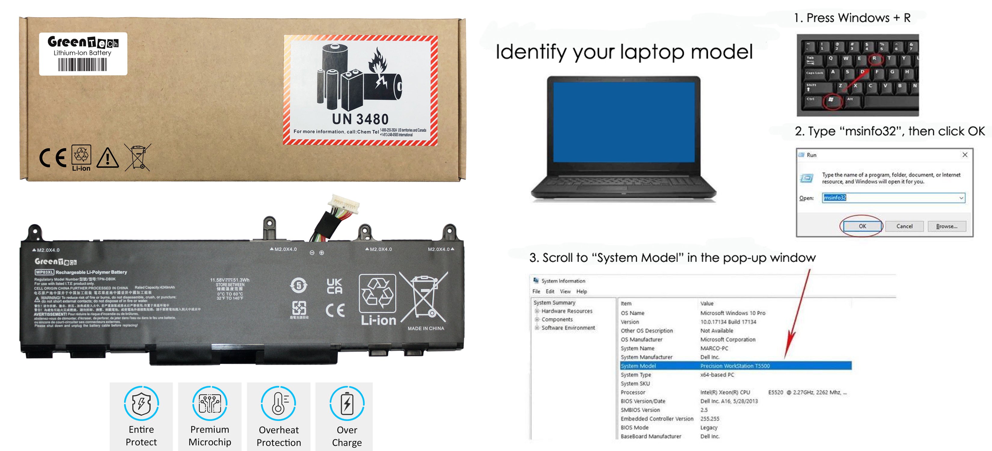 M73466-002 WP03XL BATTERY