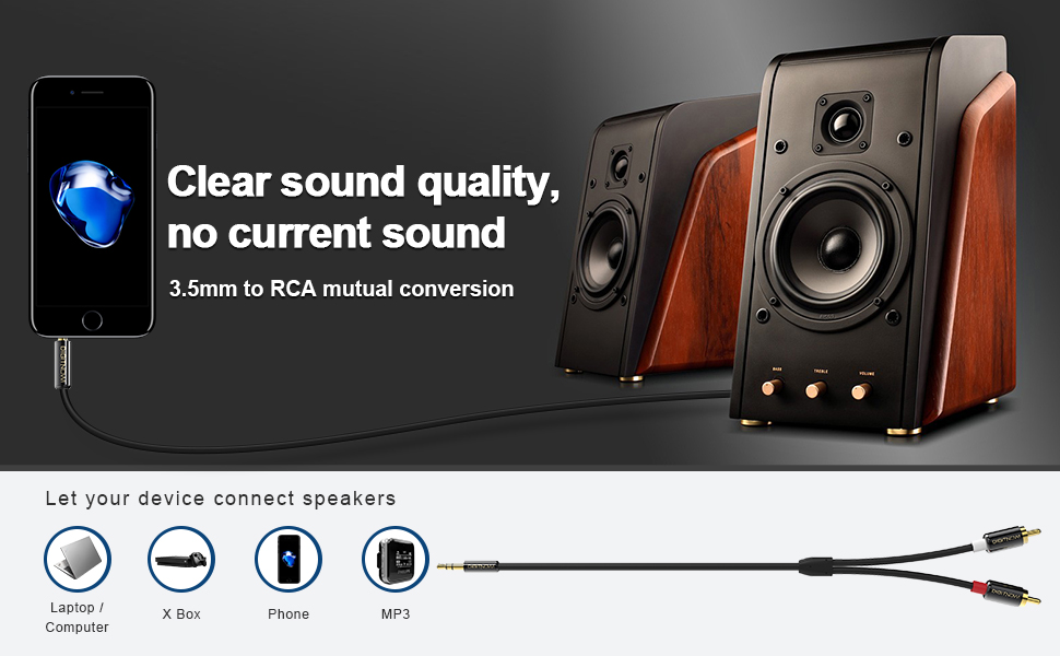 3.5mm to RCA Audio Auxiliary AUX Stereo Y Splitter Cable, 3.5 MM Convert to RCA Cable (6.6ft) 2 image for this item
