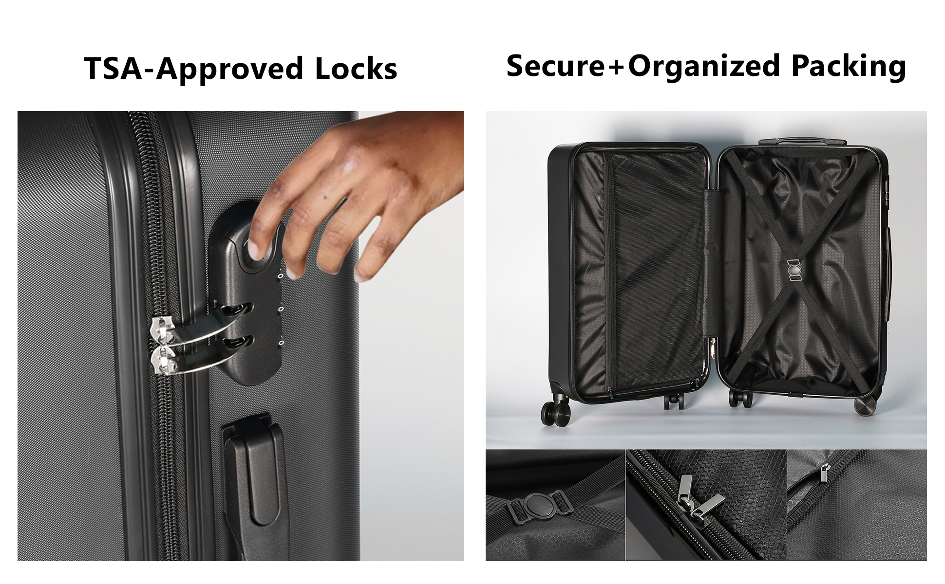 TSA-Approved Locks, Secure Organized Packing