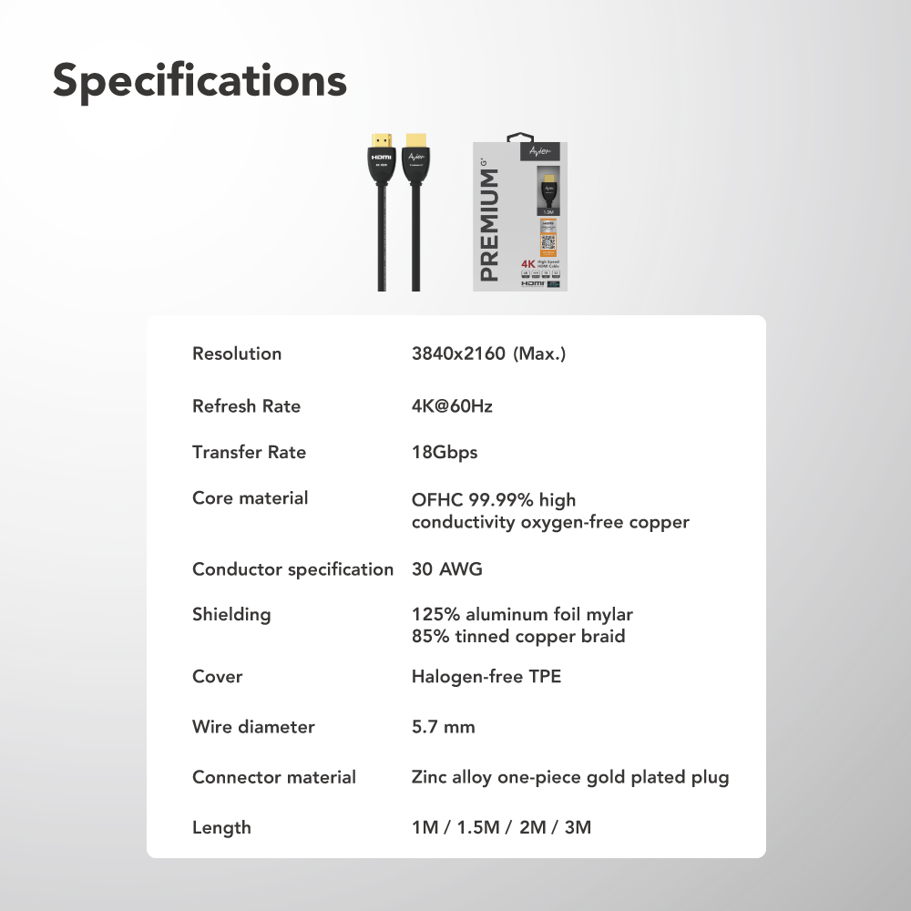 Avier PREMIUM G+ 4K High Speed HDMI Cable 10