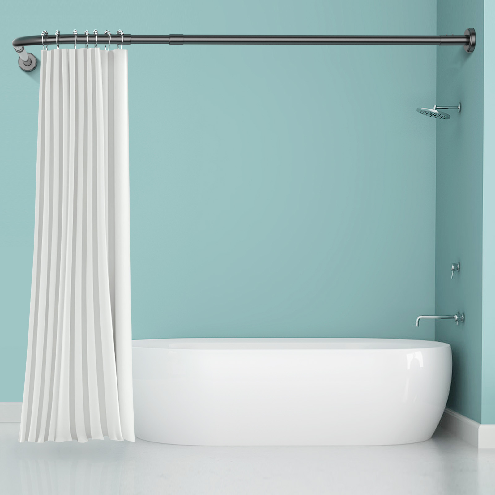 L shower curtain rod