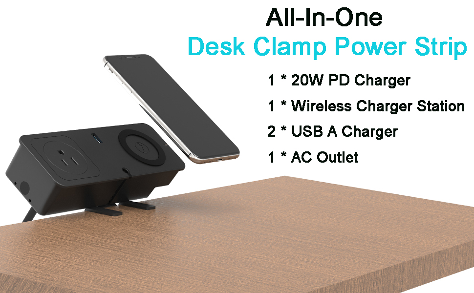 Multi-functional Desk Mountable Power Strip