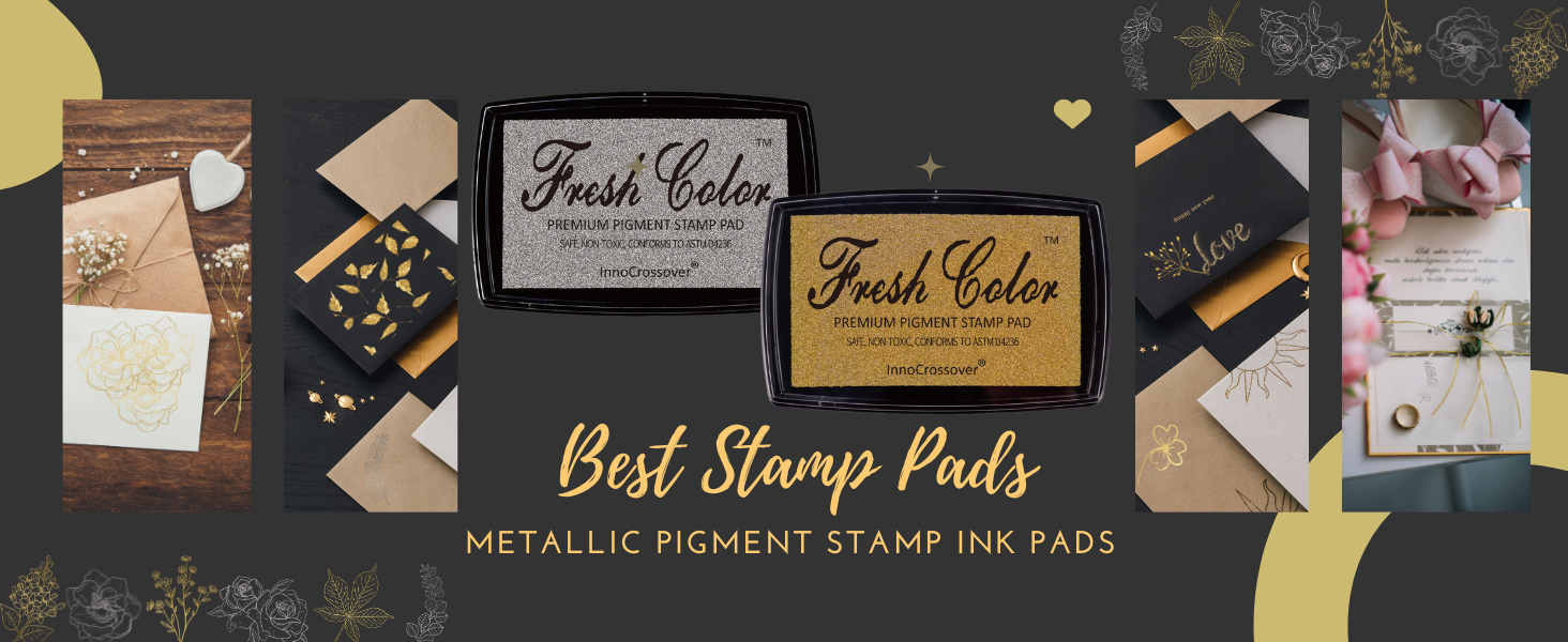 Non-Toxic Fresh Color Metallic Pigment Stamp Ink Pad - Gold and Silver