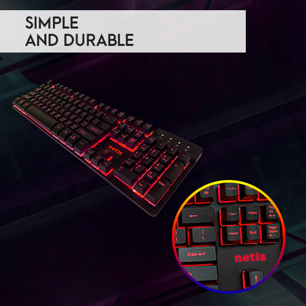 Netis KM7101 Tri-Color LED USB Wired Gaming Keyboard and 3200 DPI Gaming Mouse Combo