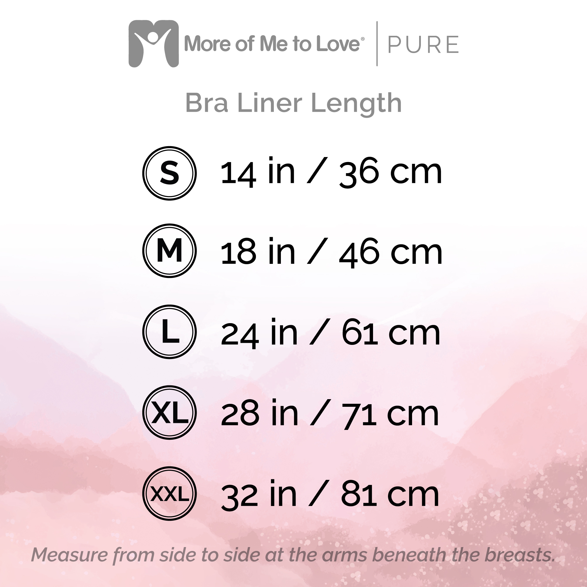 Organic Cotton Bra Liner Size Chart