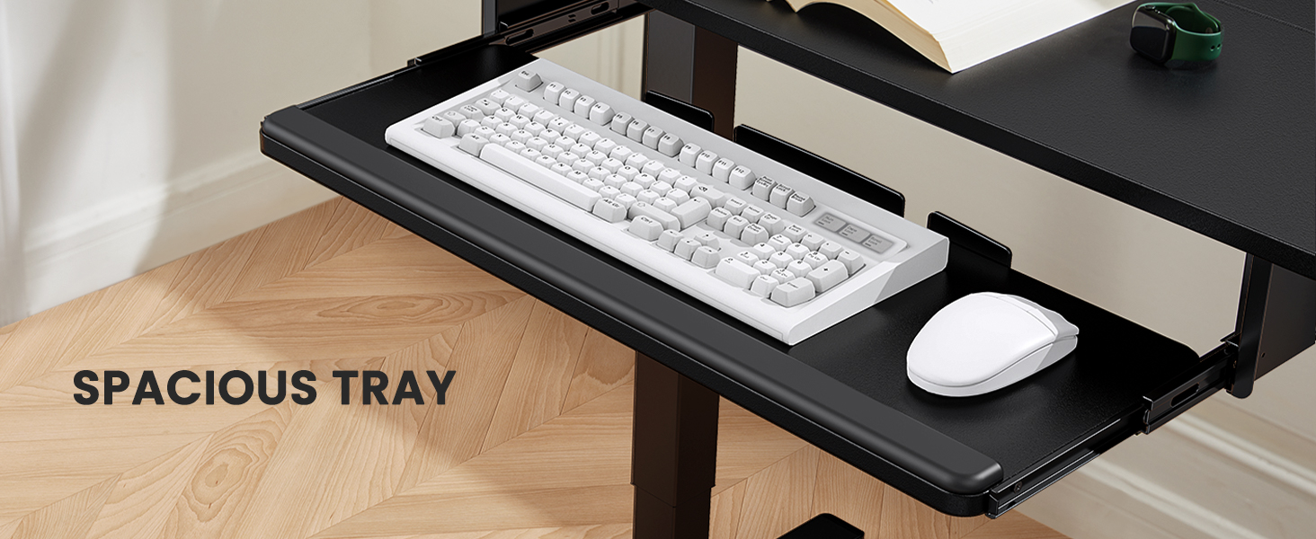 Gaming Desk Computer Desk Electric Standing Desk with Full Size Keyboard Tray, Adjustable Height Sit Stand Up Desk, Home Office Desk Computer Workstation, 48x24 Inches, Black 2 image for this item