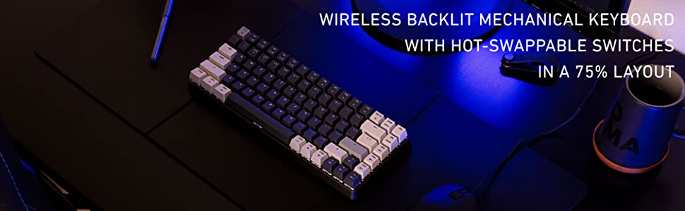 Azio CRG2G201 Cascade Wireless Backlit Mechanical Keyboard, G-Pro Brown Switch, Space Gray Base, Gray KC - Galaxy Dark 2 image for this item