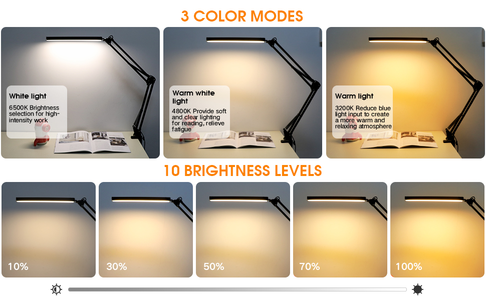 3 Color Modes and 10 Brightness Levels