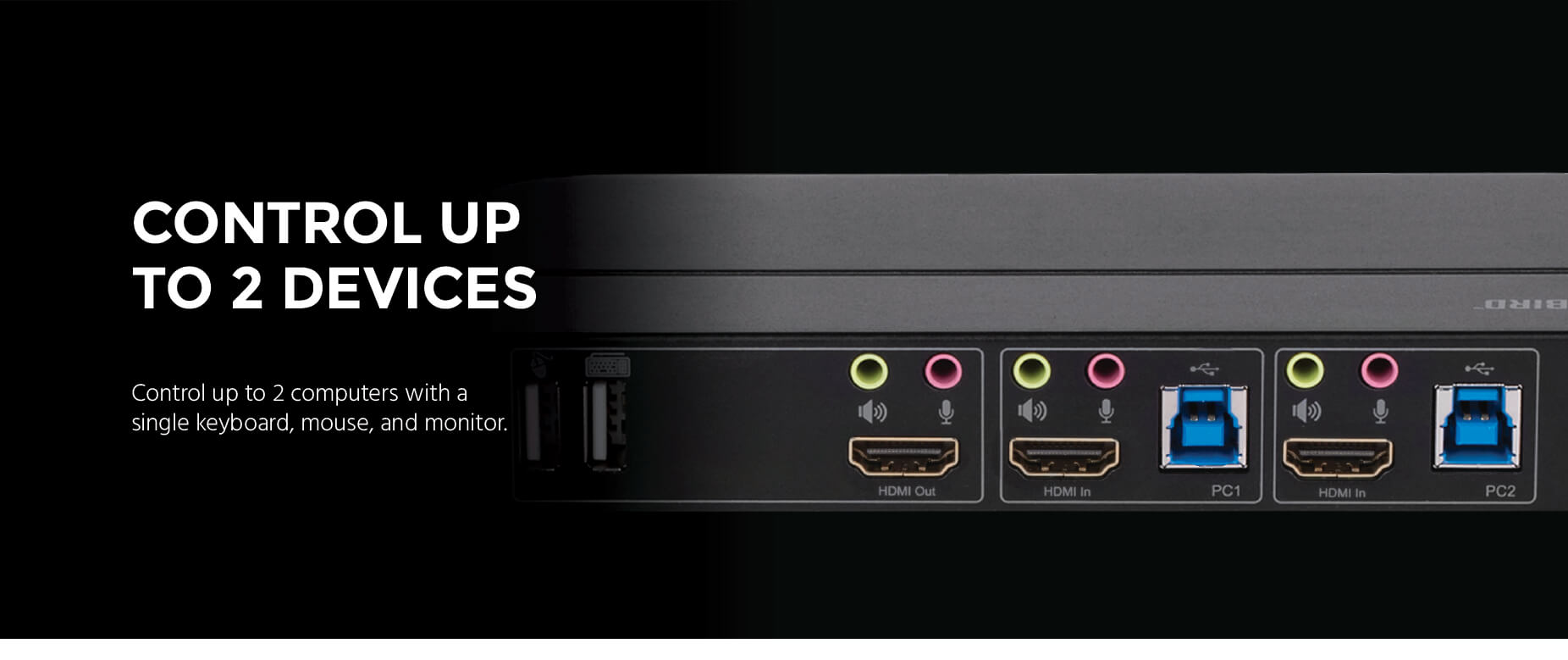 Monoprice Blackbird KVM Switch: 2 компьютера, 1 монитор, клавиатура, мышь, принтер - 4K@60Hz HDR 2 image for this item
