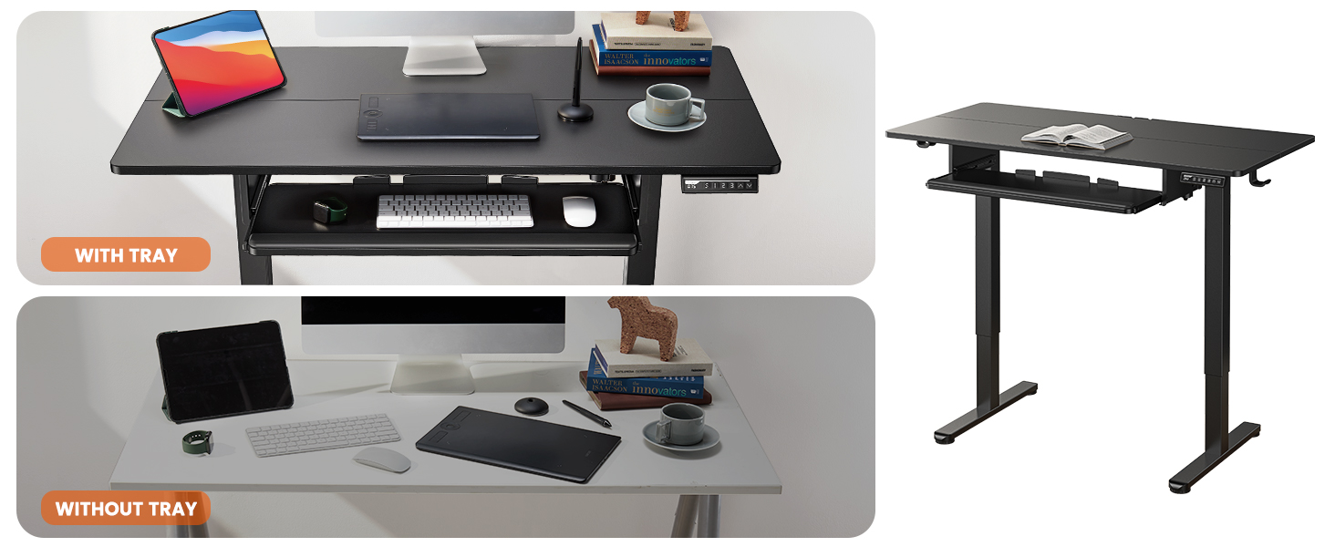 Gaming Desk Computer Desk Electric Standing Desk with Full Size Keyboard Tray, Adjustable Height Sit Stand Up Desk, Home Office Desk Computer Workstation, 48x24 Inches, Black 3 image for this item