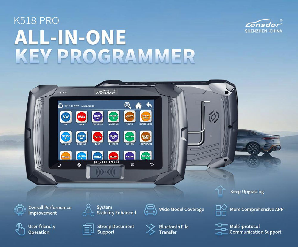 The K518 PRO Full Configuration includes support for the following car series: