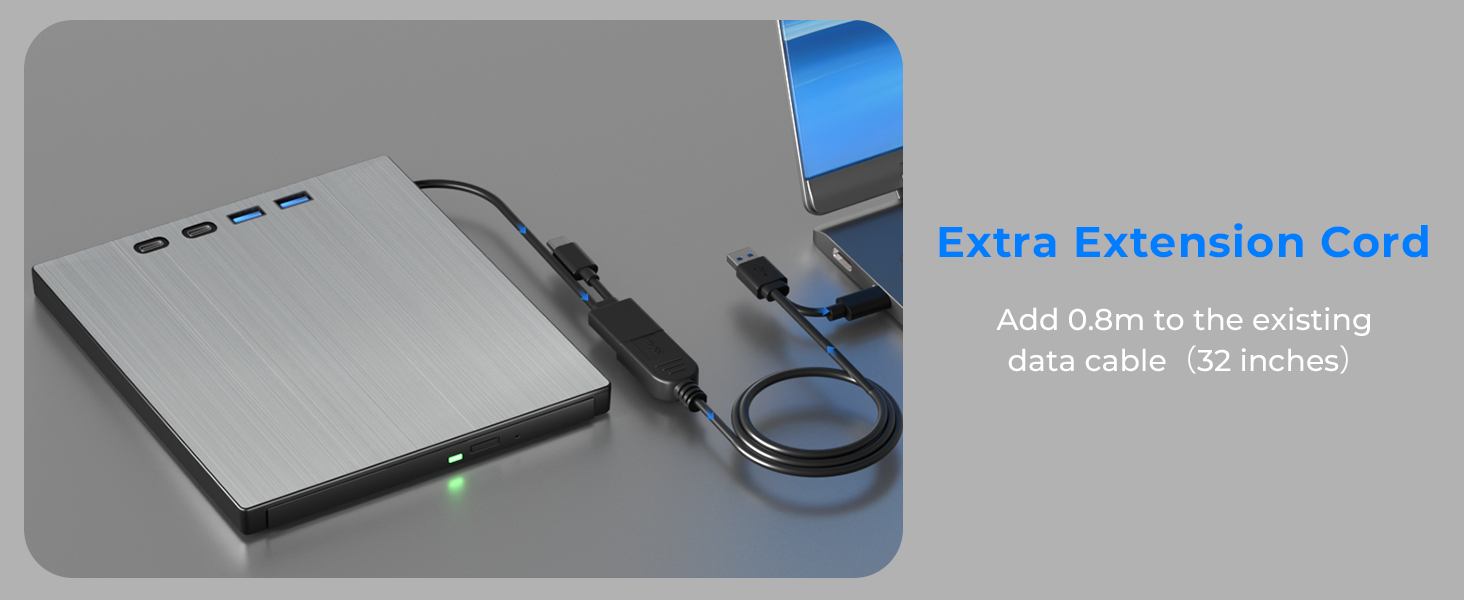External Blu ray Drive for Laptop, 7 in 1 External CD/DVD Drive Portable Blu Ray Burner USB 3.0 Type