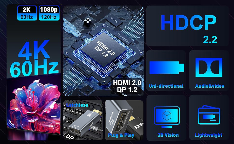 hdmi to dp adapter converter 4K 60Hz