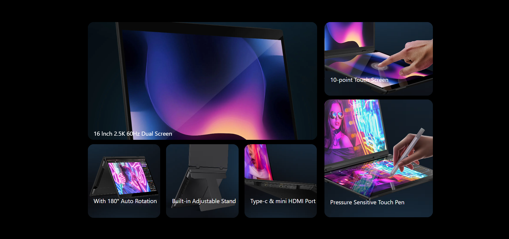 16 Inch 2.5K 60Hz Dual Screen