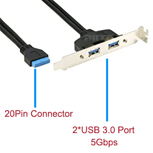 20pin to usb 3.0 2-port back panel cable adapter
