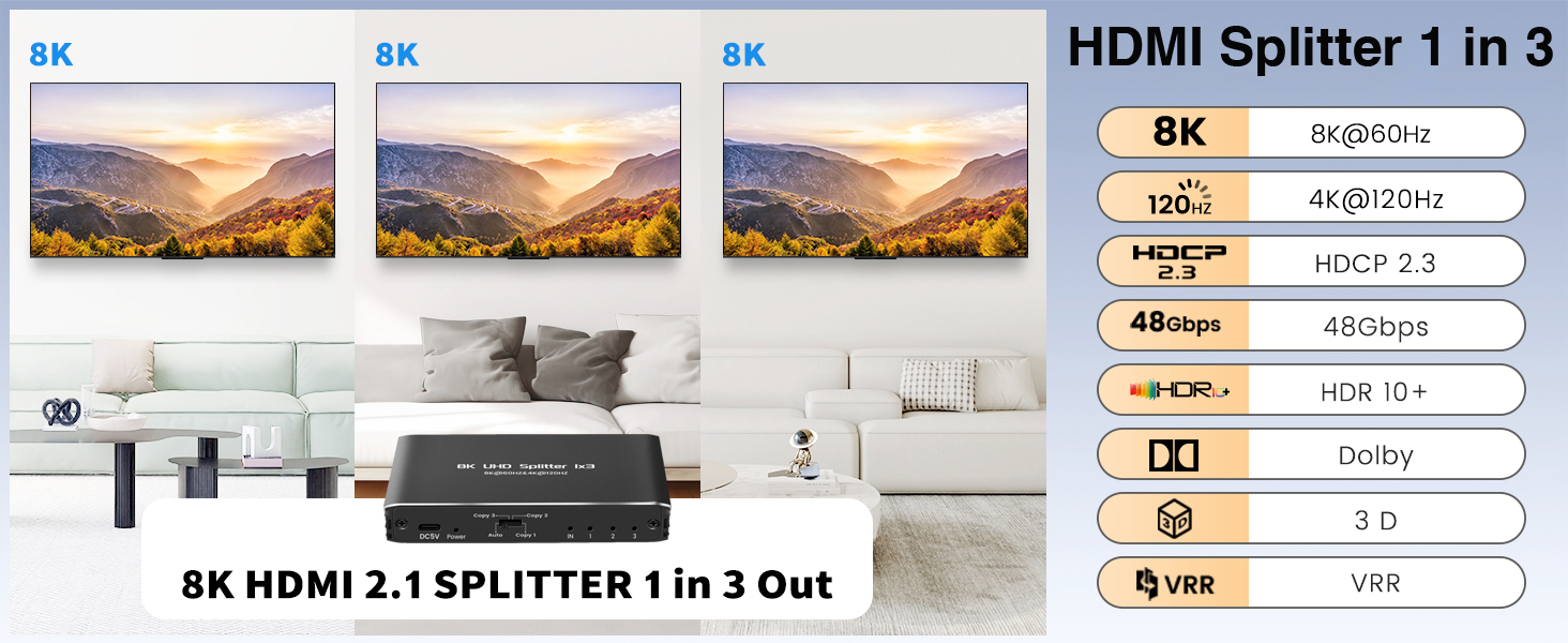 HDMI 2.1 Splitter 8K@60Hz
