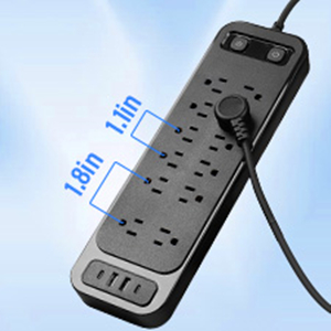 Wall-mounted power strip Two T-shaped holes on the back of the USB power strip allow the strip to ha