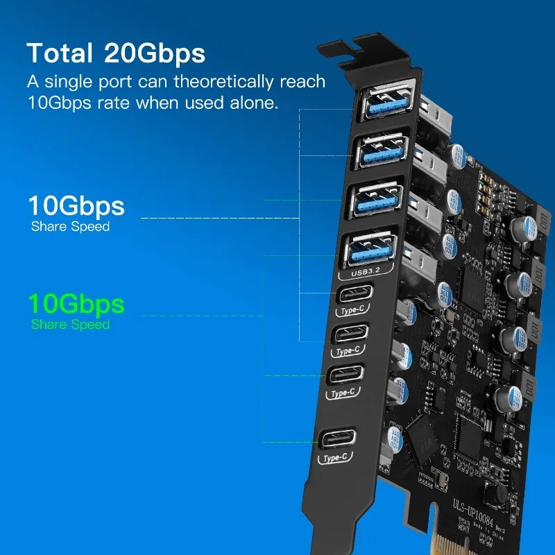 8 Port PCIe USB Card
