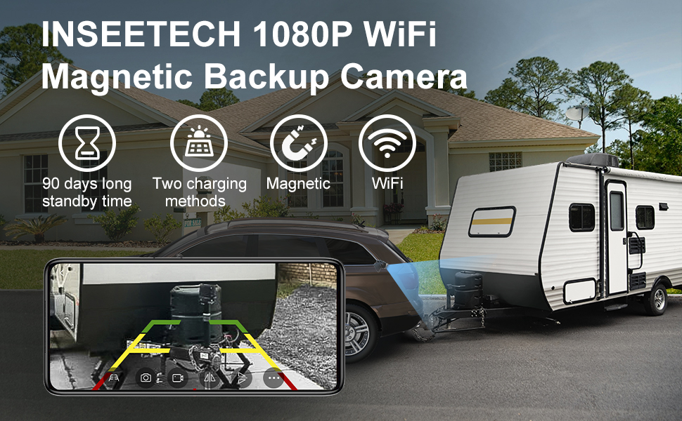 INSEETECH Portable WiFi Magnetic Hitch Camera