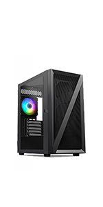 Vetroo M05 Black Compact Computer Case Micro ATX Mini ITX Type-C Ready Lucency 4mm Tempered Glass Mesh Panel Pre-Installed Rear 120mm Addressable RGB Fan 240mm Radiator Support 2 pc case