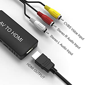 RCA to HDMI Converter, Analog Composite to HDMI Adapter, Compatible with PS One, PS2, PS3, Nintendo 64, STB, VHS, VCR, Blue-Ray DVD Players Projector, Support PAL/NTSC with USB Charge Cable 4 image for this item