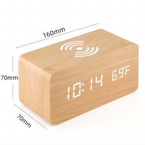 Wooden digital alarm clock can be matched with various furniture, LED alarm clock for bedrooms, offi