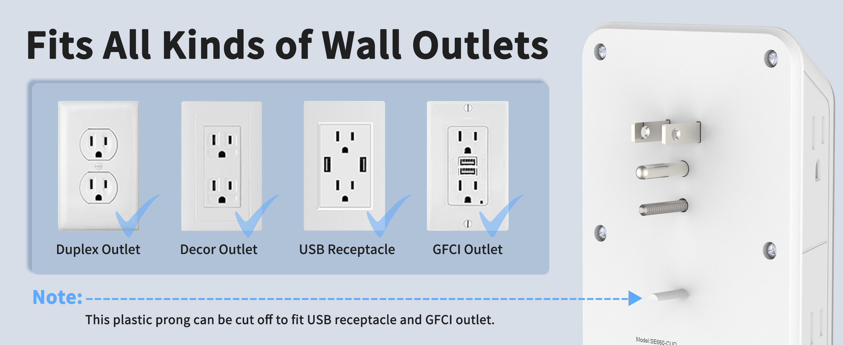 Fits All Kinds of Wall Outlets