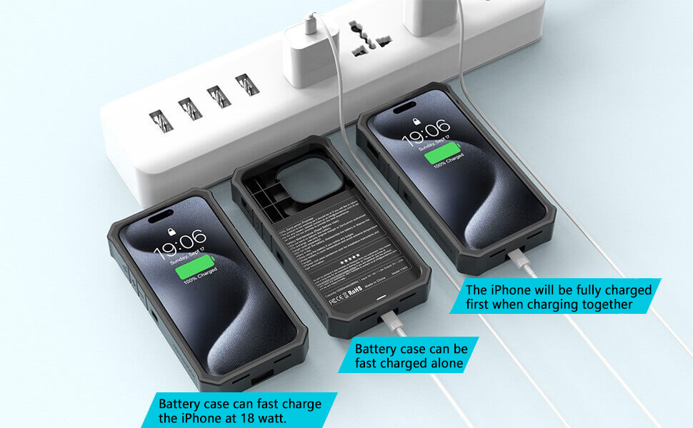ZeroLemon iPhone 15 Pro Max battery case 10000mah, iPhone 15 Pro Max case