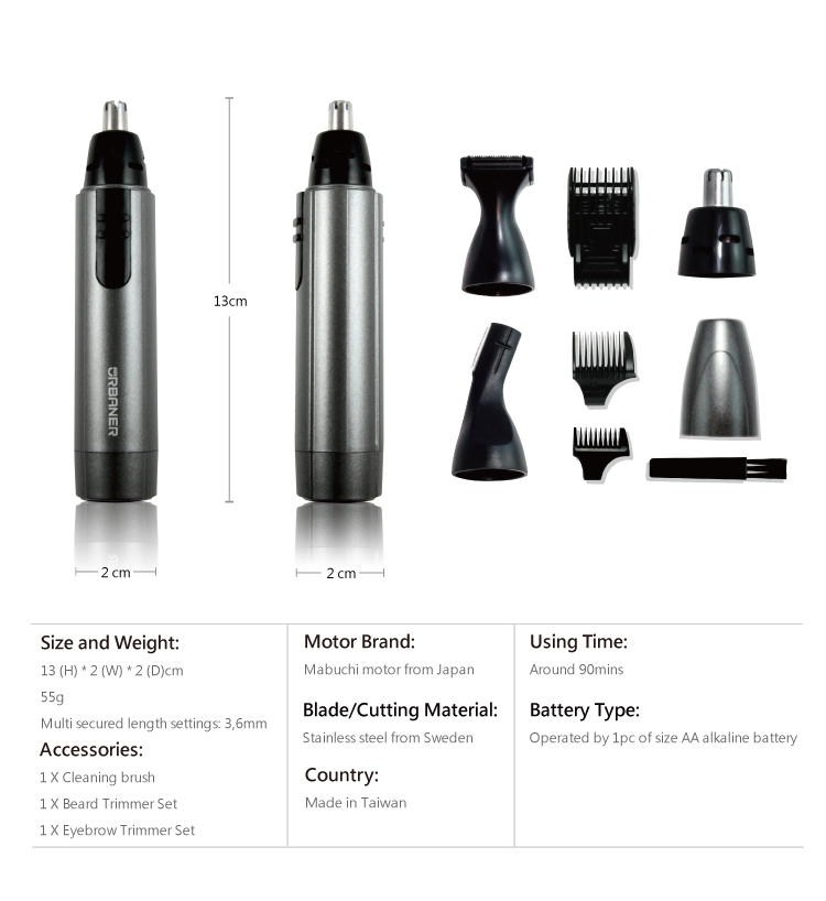 nose eyebrow hair trimmer sideburn beard ear electric waterproof shaver battery kit cordless