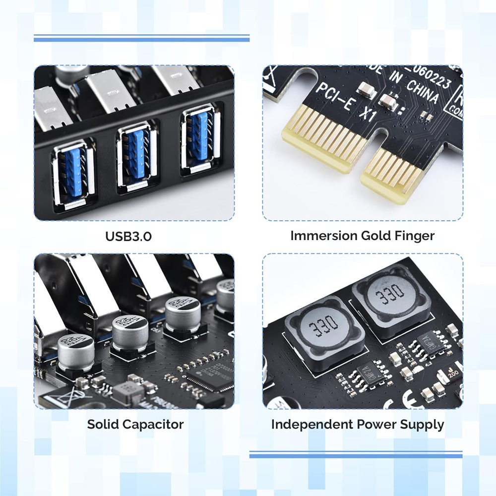 7 Ports PCI-E to USB 3.0 HUB