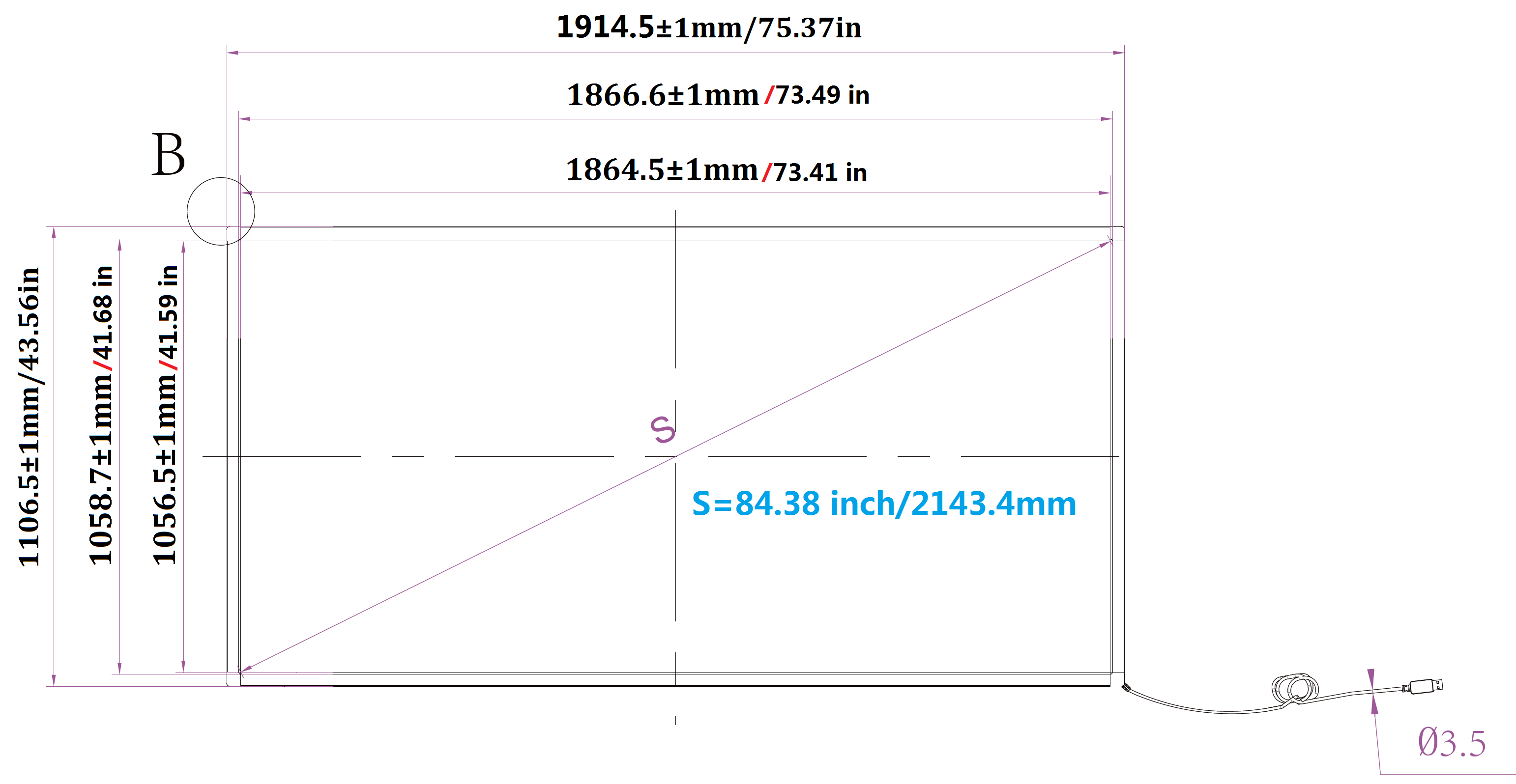 drawing for 84 inch IR touch frame