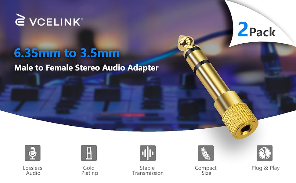 VCELINK 6.35mm to 3.5mm Male to Female Stereo Audio Adapter