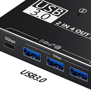 Share 4 port USB devices: keyboard, mouse, printer, Scanner, Flash Drives, USB headset microphone, U