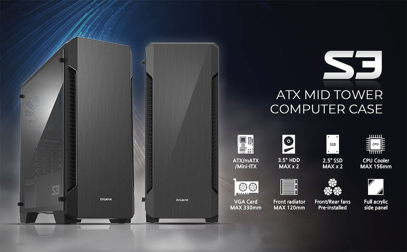 Zalman S3 ATX Mid Tower PC Case