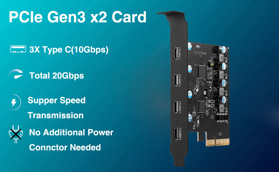 PCIe Gen3 x2 USB 3.2/3.1 Card