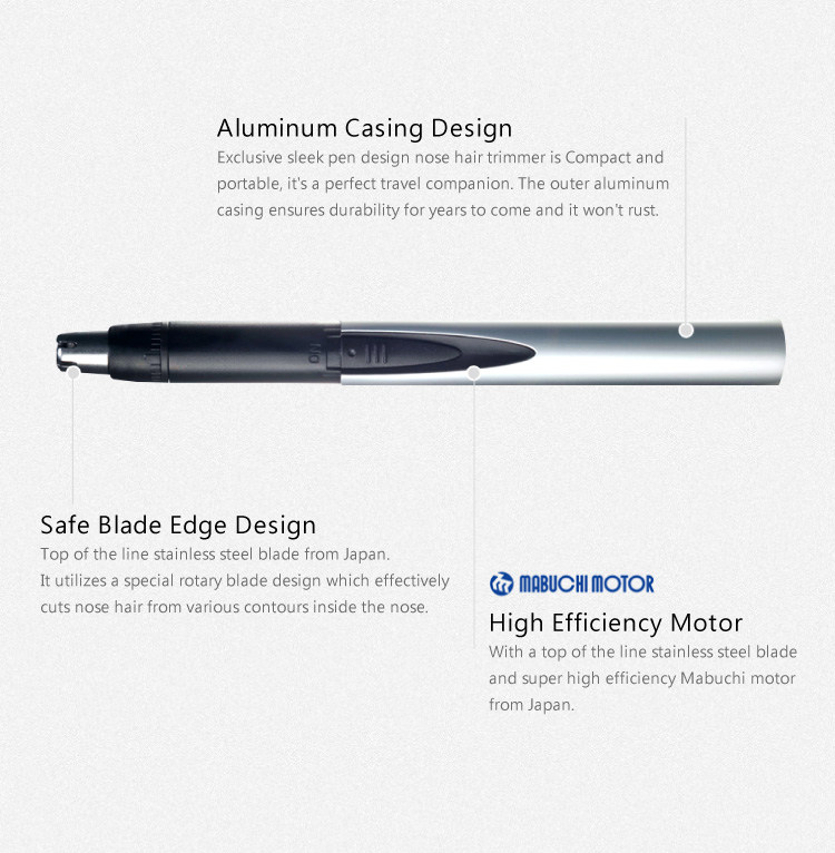 "eyebrow nose hair ears trimmer man men electric battery cordless pen shaped groomer safe compact