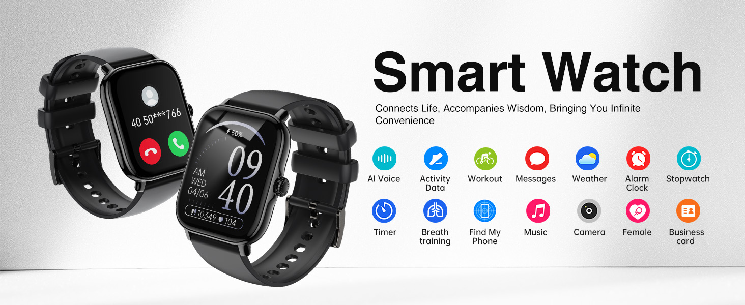 IHDAPP Smart Watch for Men Women - 1.85" Fitness Tracker Watch with Answer/Make Calls, Heart Rate S