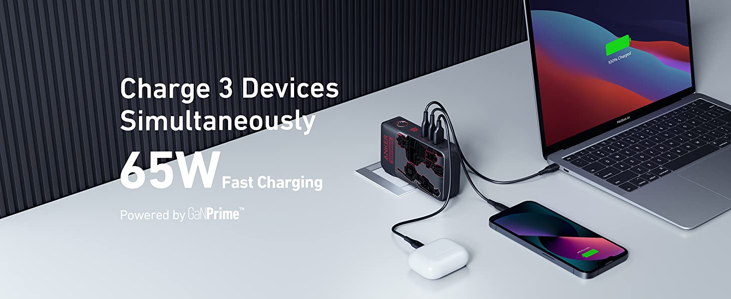 Anker 733 Power Bank (GaNPrime PowerCore 65W), 2-in-1 Hybrid Charger, 10,000mAh USB-C Portable Charger with 65W Wall Charger, Works for iPhone 13, Samsung, Pixel, MacBook, Dell, and More Red 7 image for this item