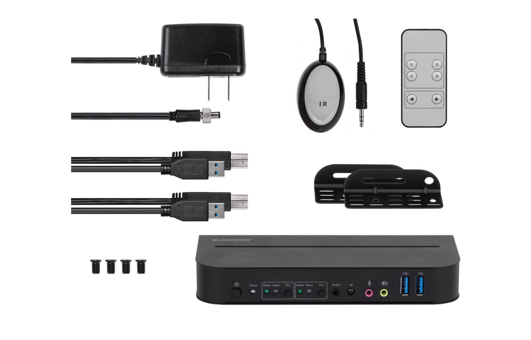 Monoprice Blackbird KVM Switch: 2 компьютера, 1 монитор, клавиатура, мышь, принтер - 4K@60Hz HDR 6 image for this item
