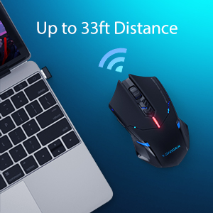T-DAGGER Wireless Gaming Mouse- USB Cordless PC Accessories Computer Mice with LED Backlit, Ergonomic Gamer Laptop Mouse with 7 Silent Buttons, 5 Adjustable DPI Plug & Play for PC 4 2
