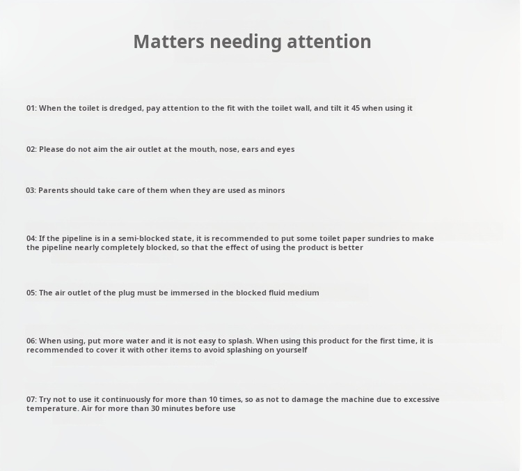 Matters needing attention