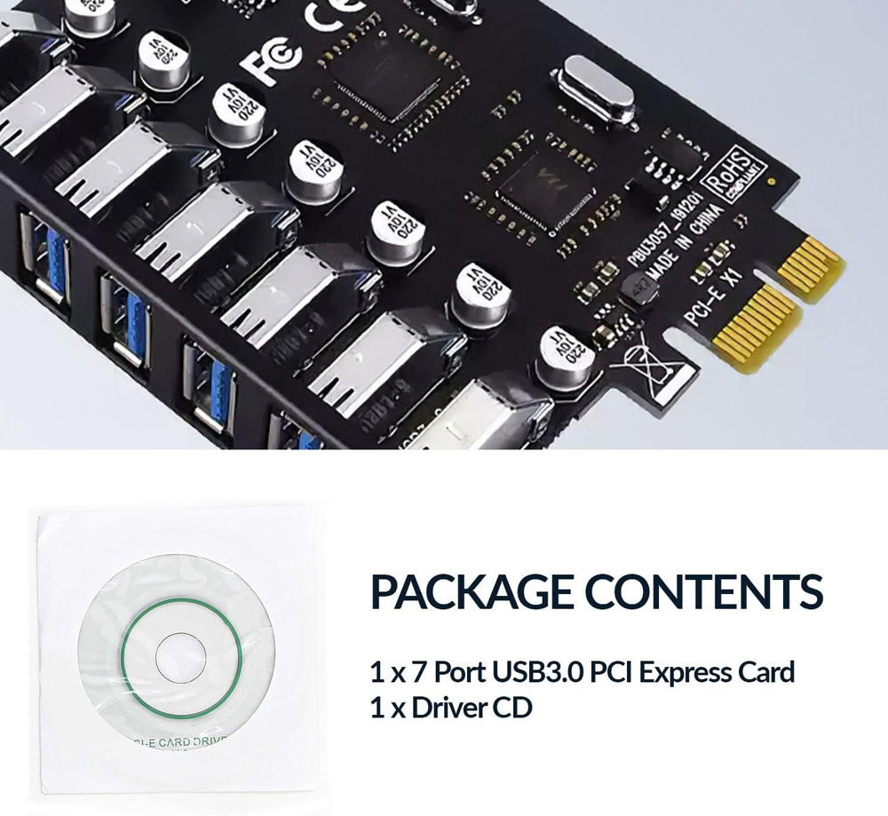 7 Ports PCI-E to USB 3.0 HUB