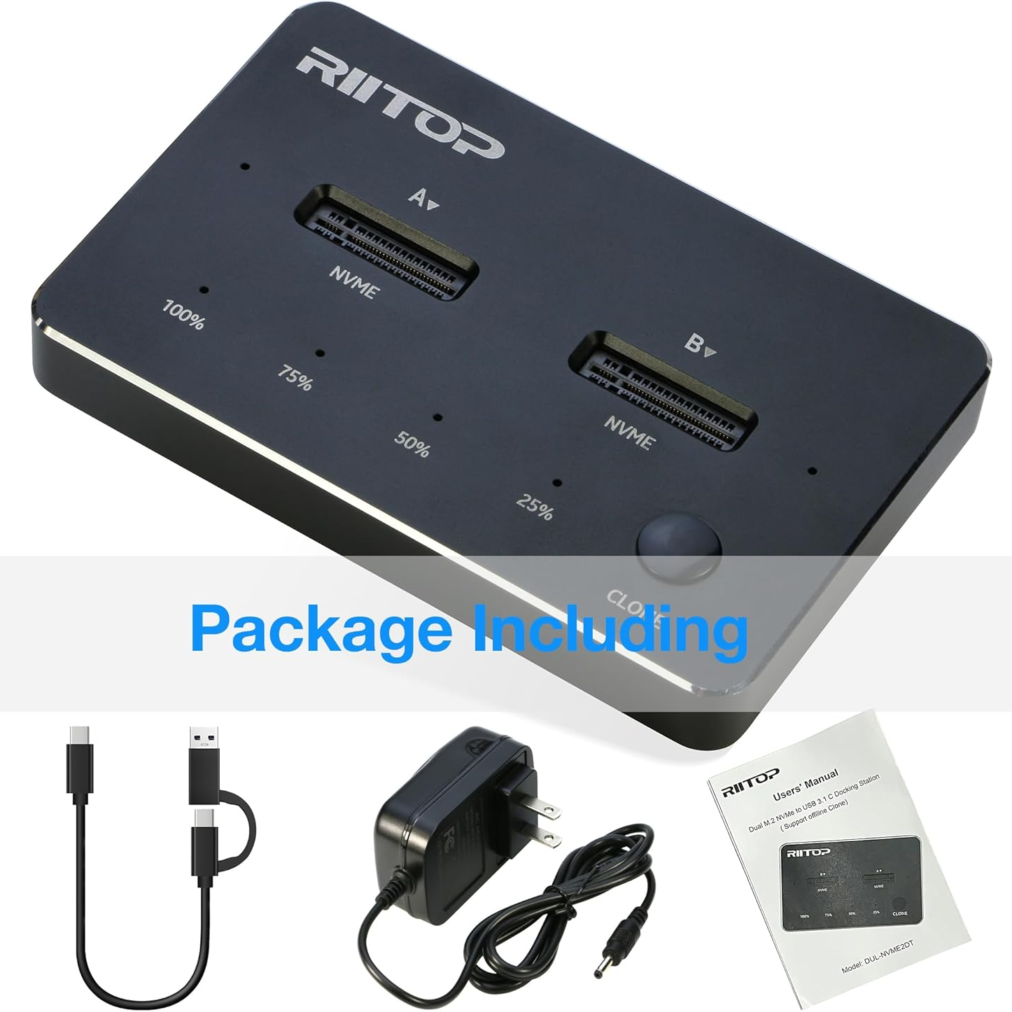 NVMe duplicator dual bay offline clone docking station