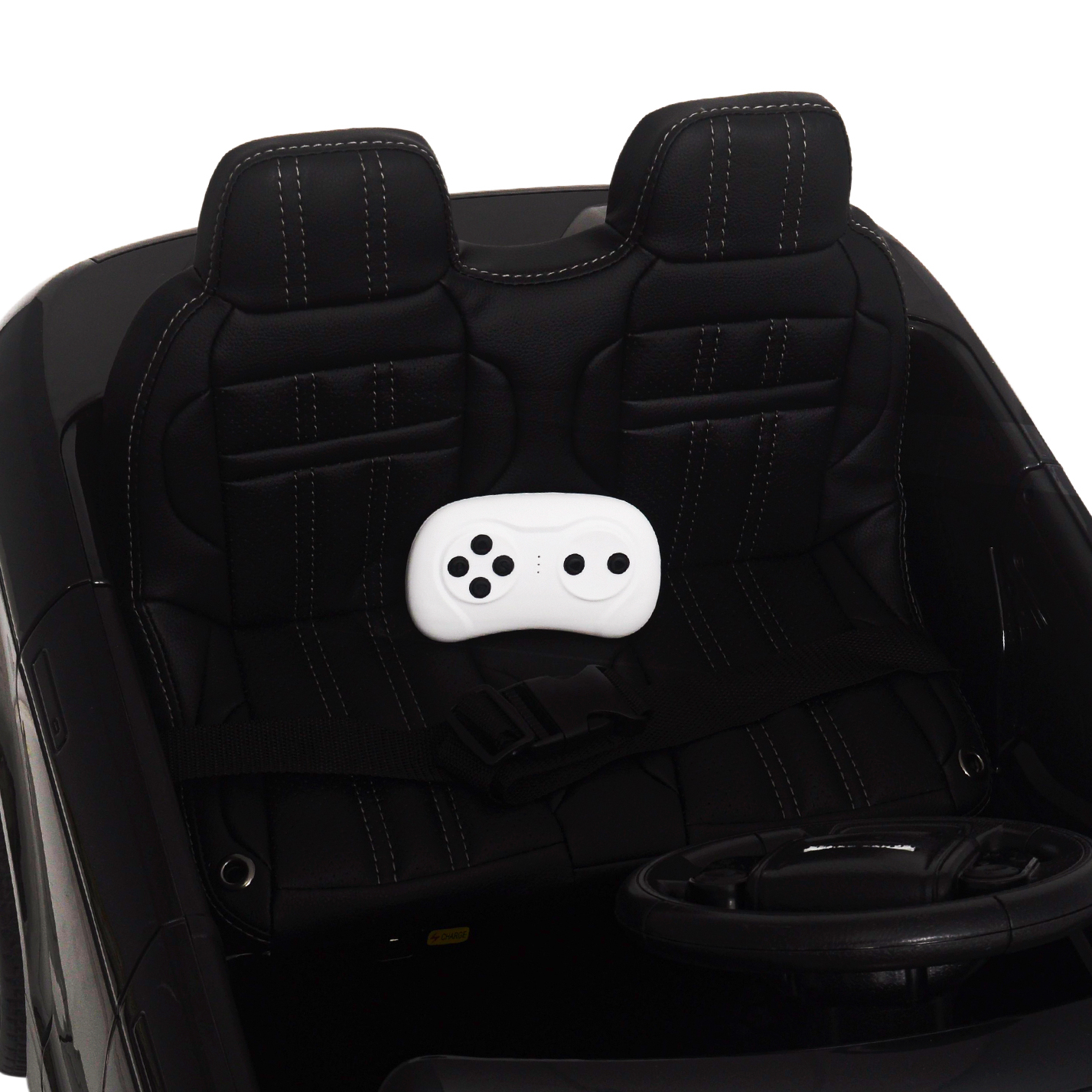 safe ride on toy, remote control, plastic seat , 3 point safety belts, landroverrideon,
